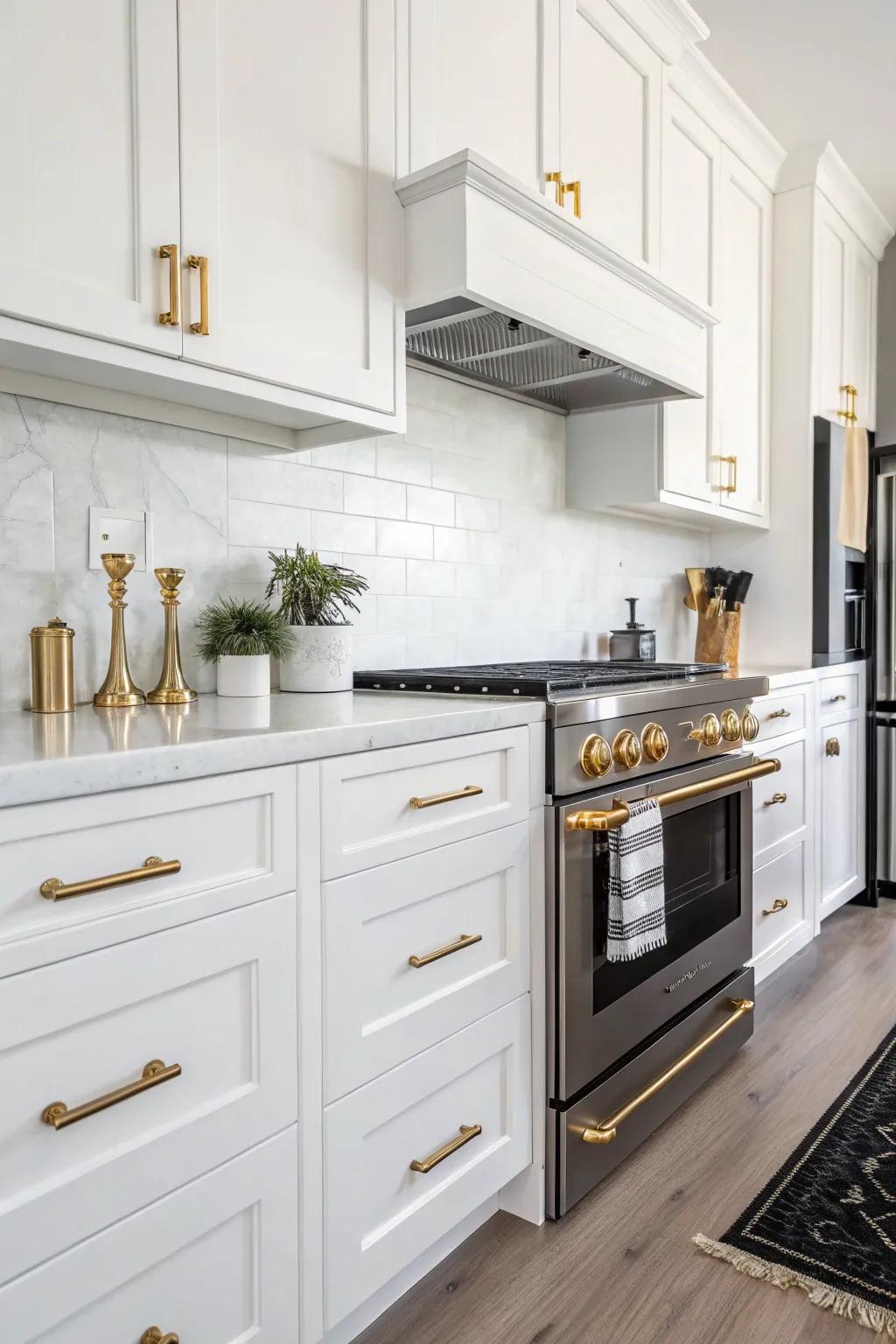 A creative mix of metal finishes for a dynamic kitchen aesthetic.