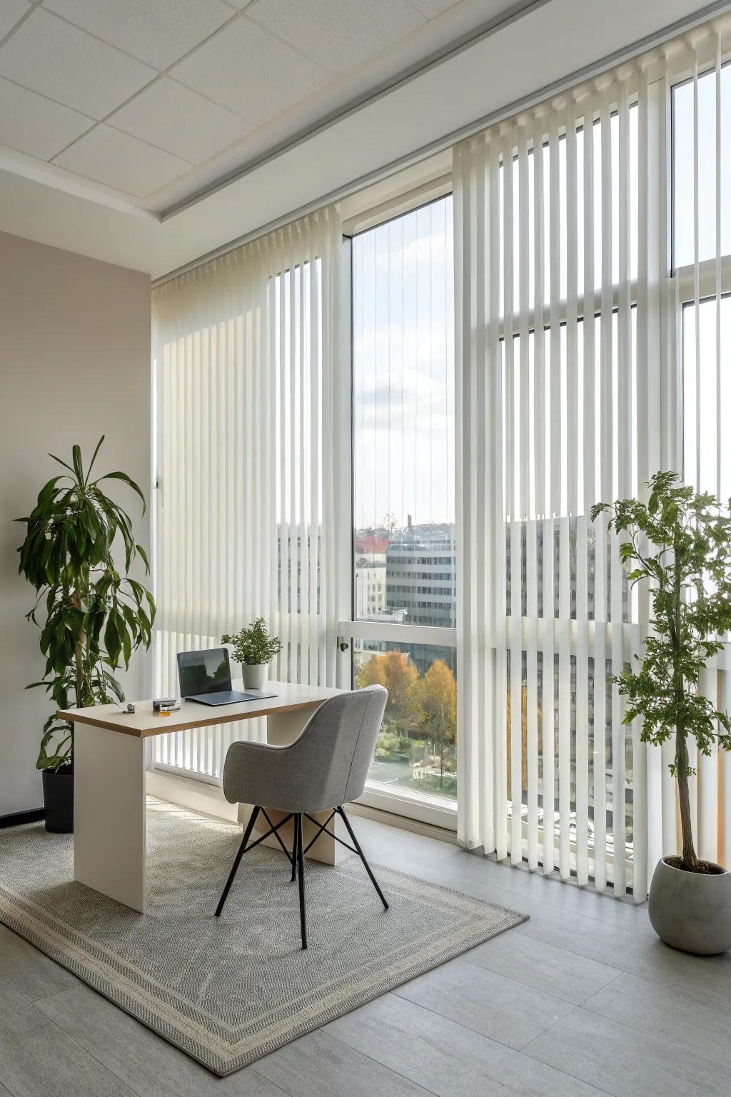 Long window blinds offer a sleek, contemporary aesthetic for tall windows.