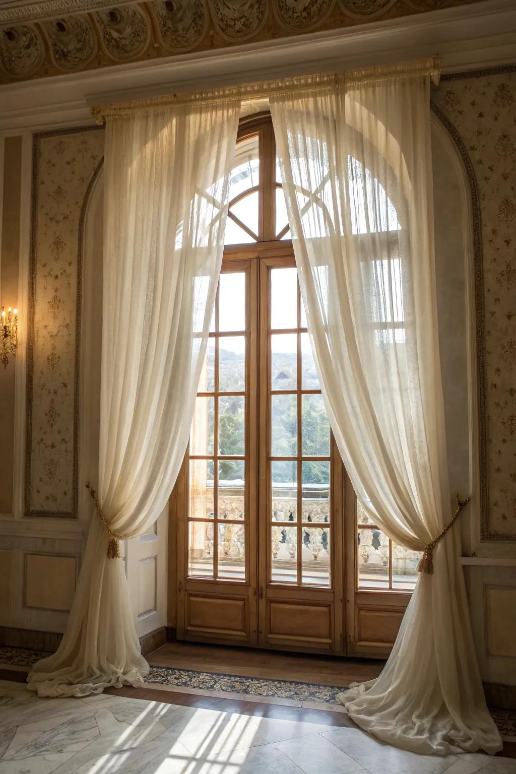 Elevate your windows with refined curtains for a gentle, sophisticated atmosphere.
