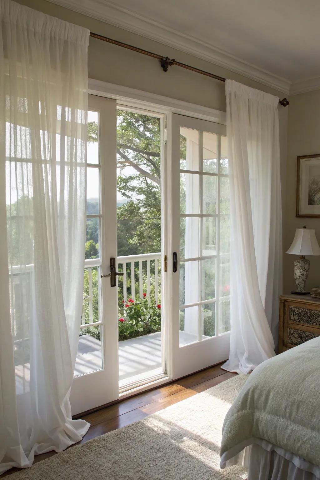 Sheer panels offer a soft, romantic touch.