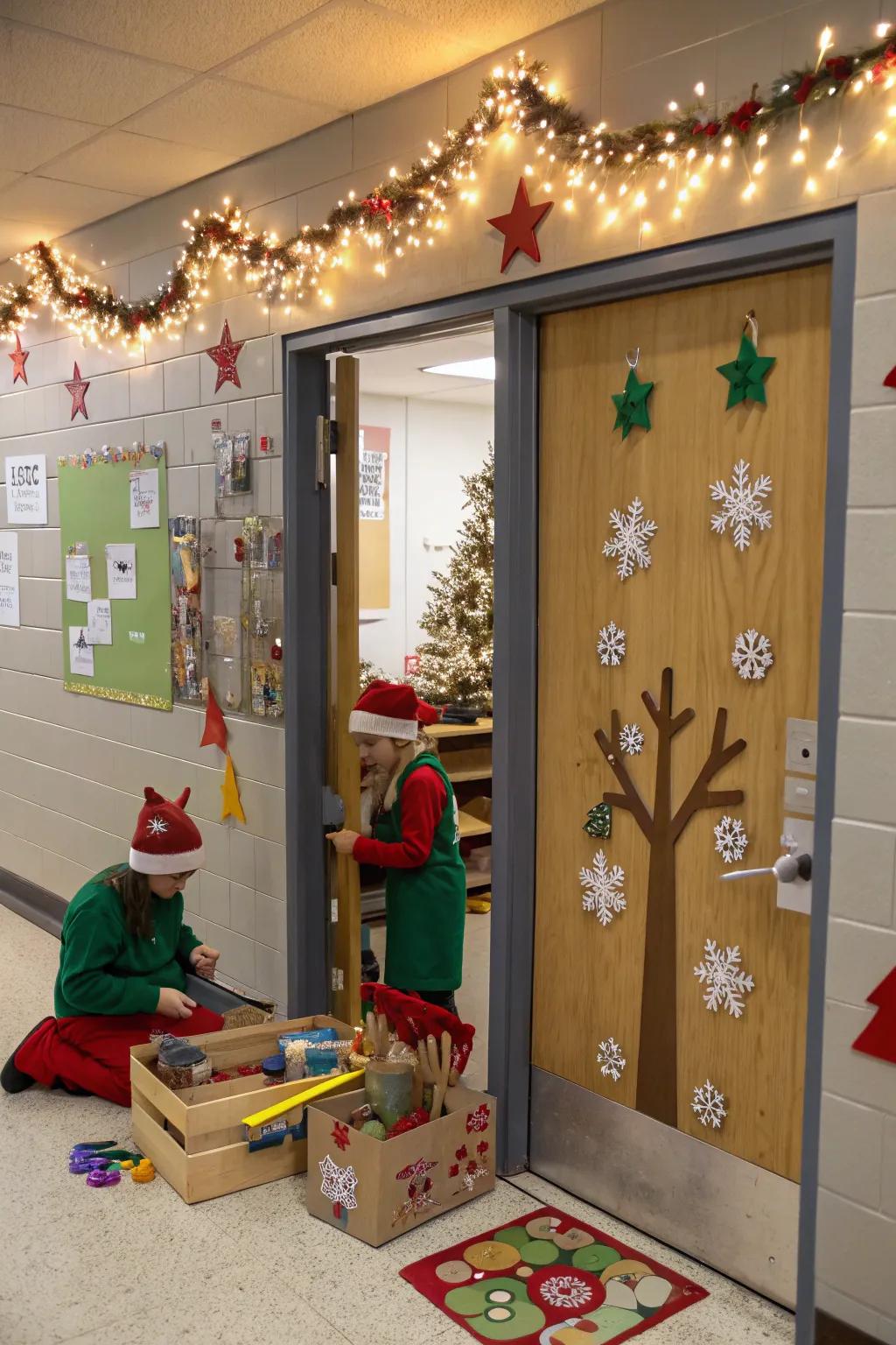 Step into Santa's workshop with this festive door decoration