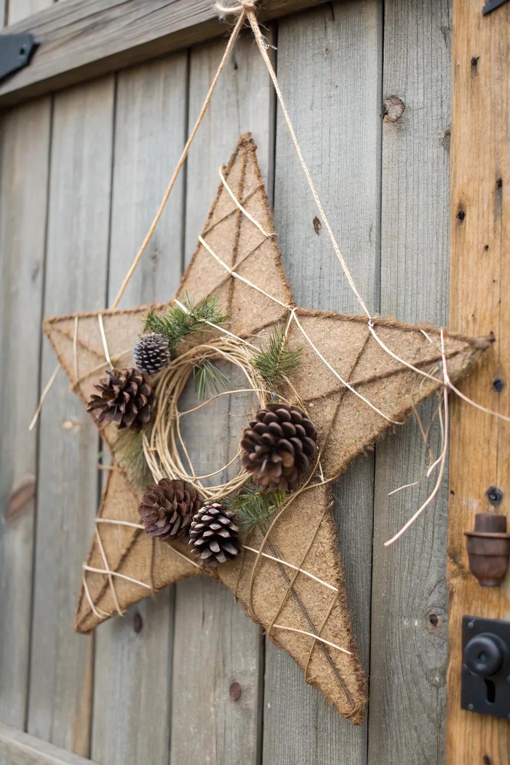 An unrefined burlap star garland for an intimate atmosphere.