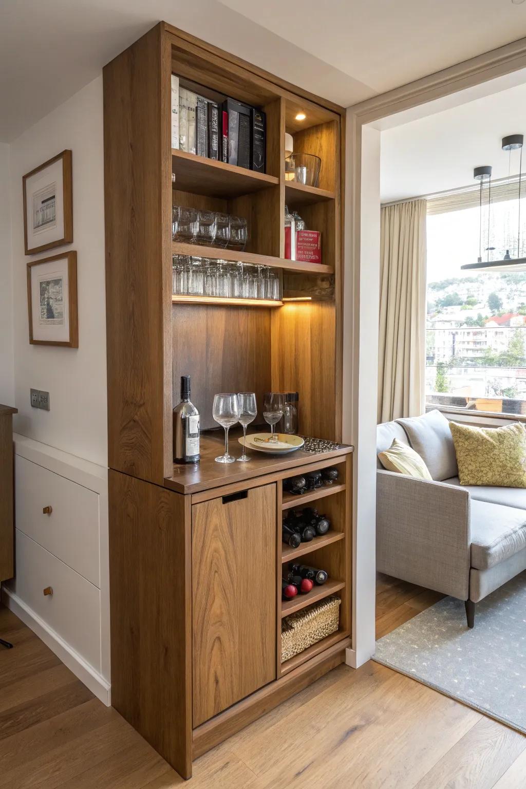 A small-scale timber bar ideal for compact areas.