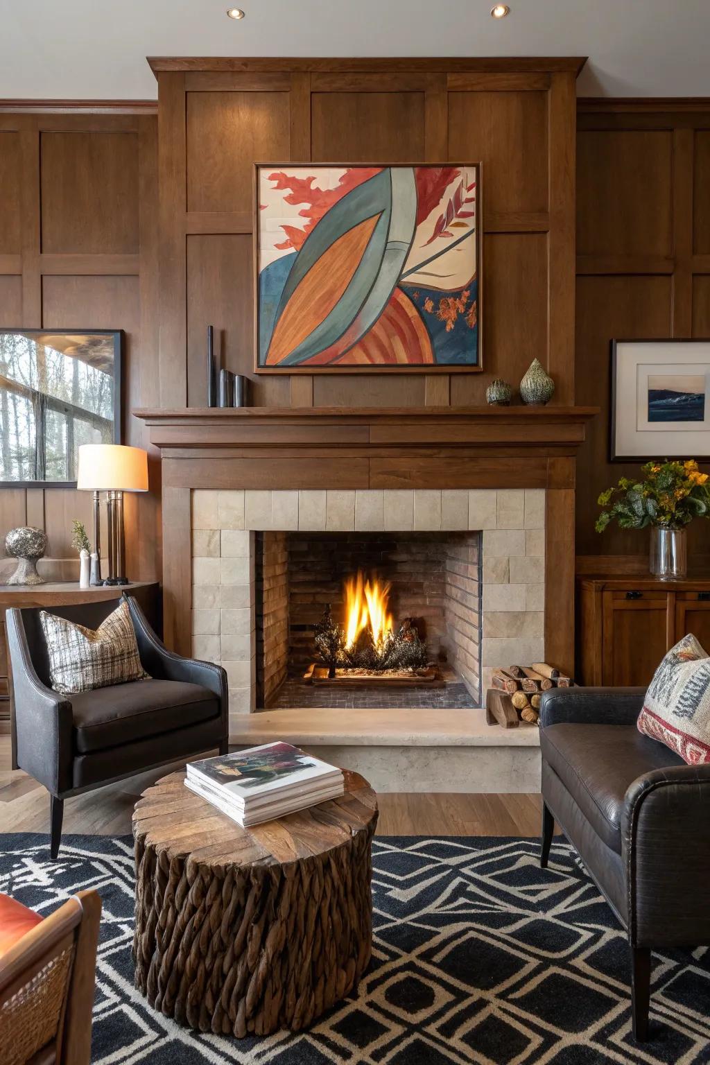 Emphasize your fireplace with compelling artwork.