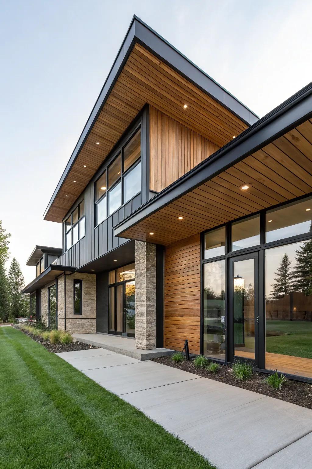 The contrast in materials enhances the depth and uniqueness of your home.