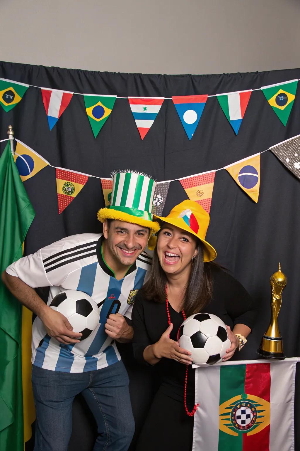 With a soccer-themed photo booth, you may capture the excitement.