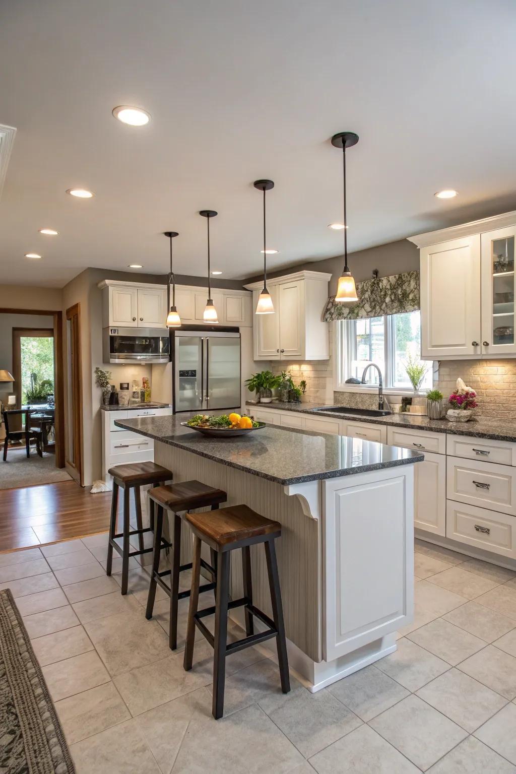 A dining extension enriches seating and functionality.