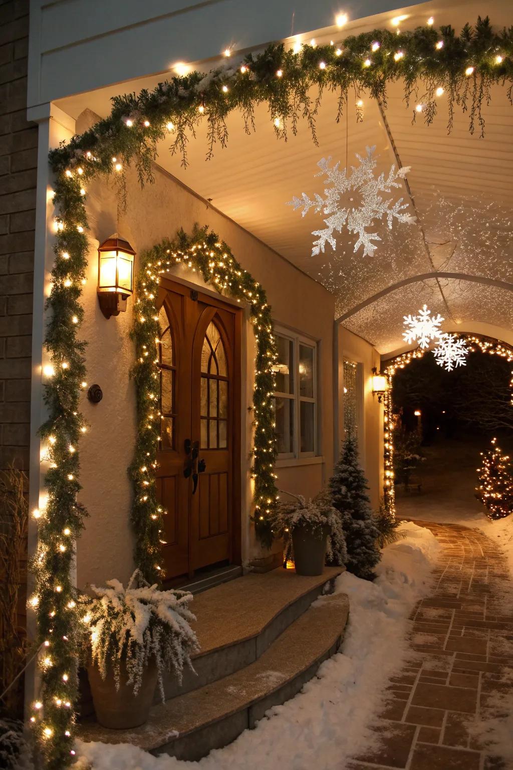 A magical winter wonderland greets holiday guests.