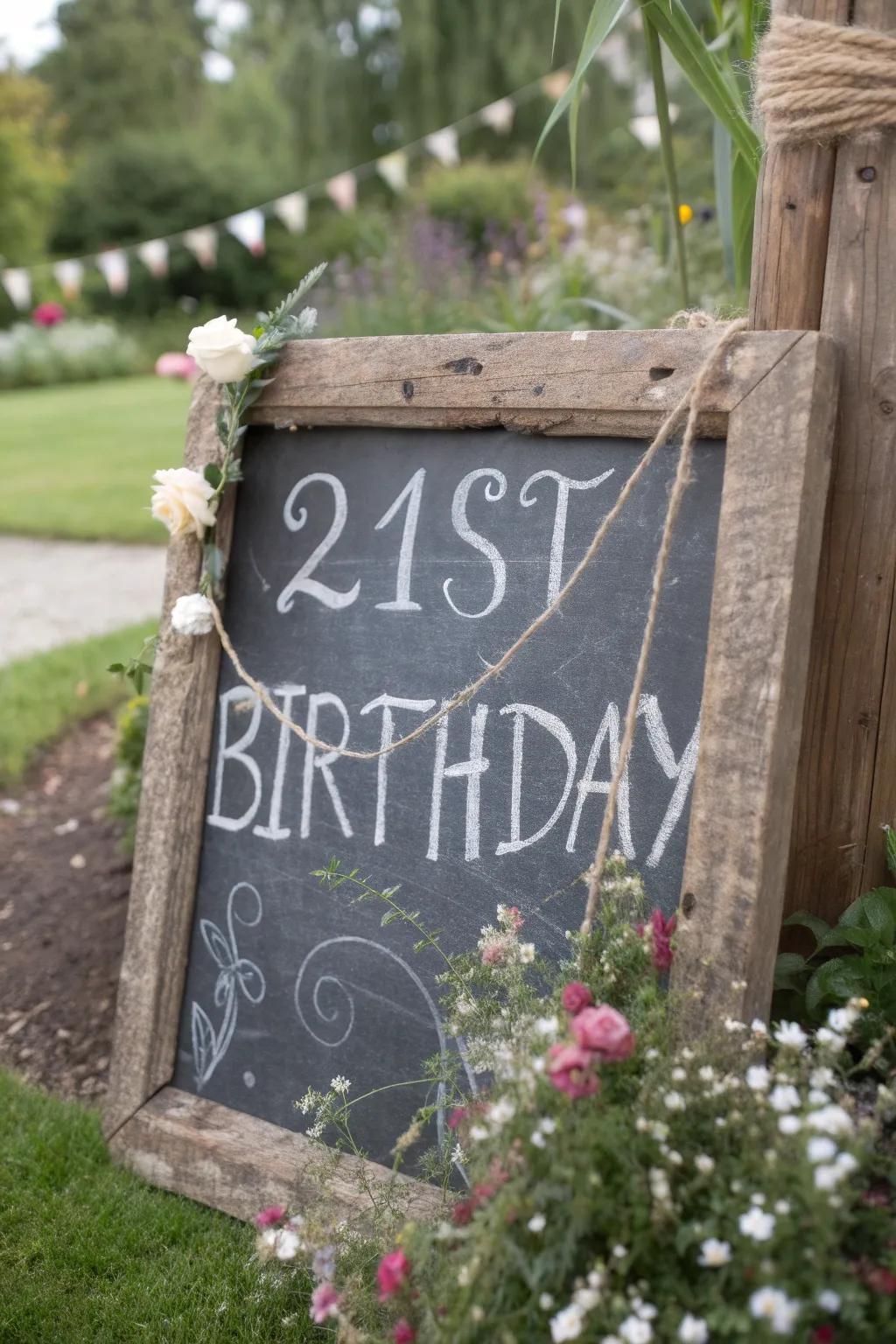 Country chalkboards offer a lovely, easygoing feel.