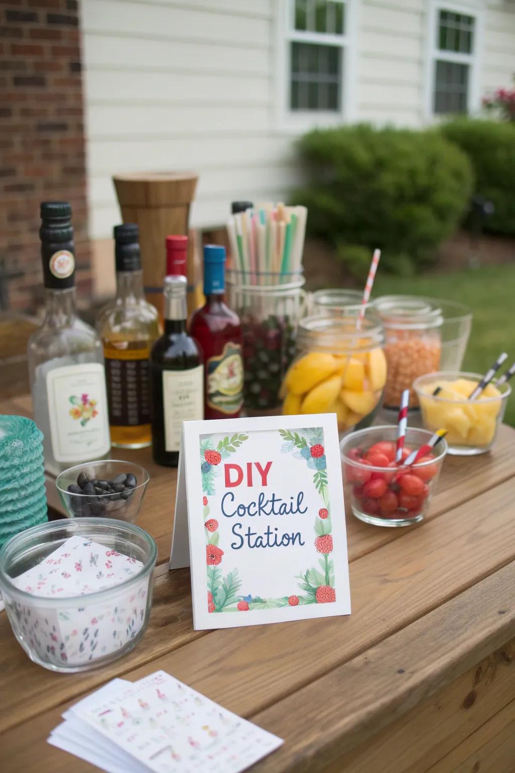 Shake up some fun with a personalized drink mixing station at your get-together.