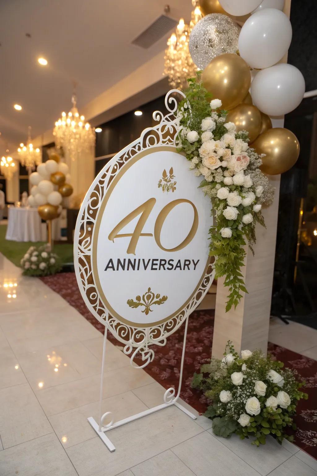 A custom '40' sign that honors a remarkable anniversary.