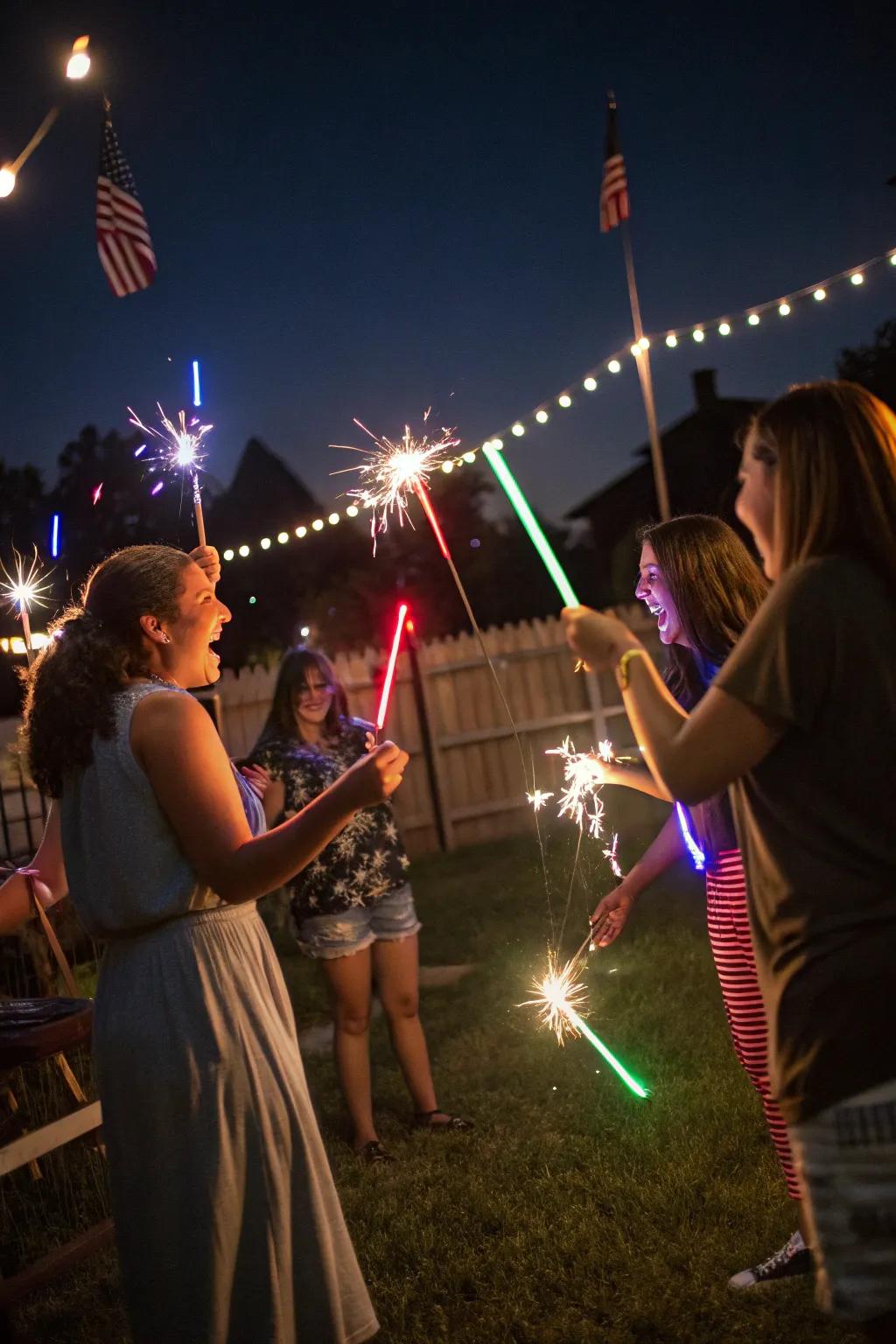 Brighten up the night with sparklers and glow sticks suitable for all ages.