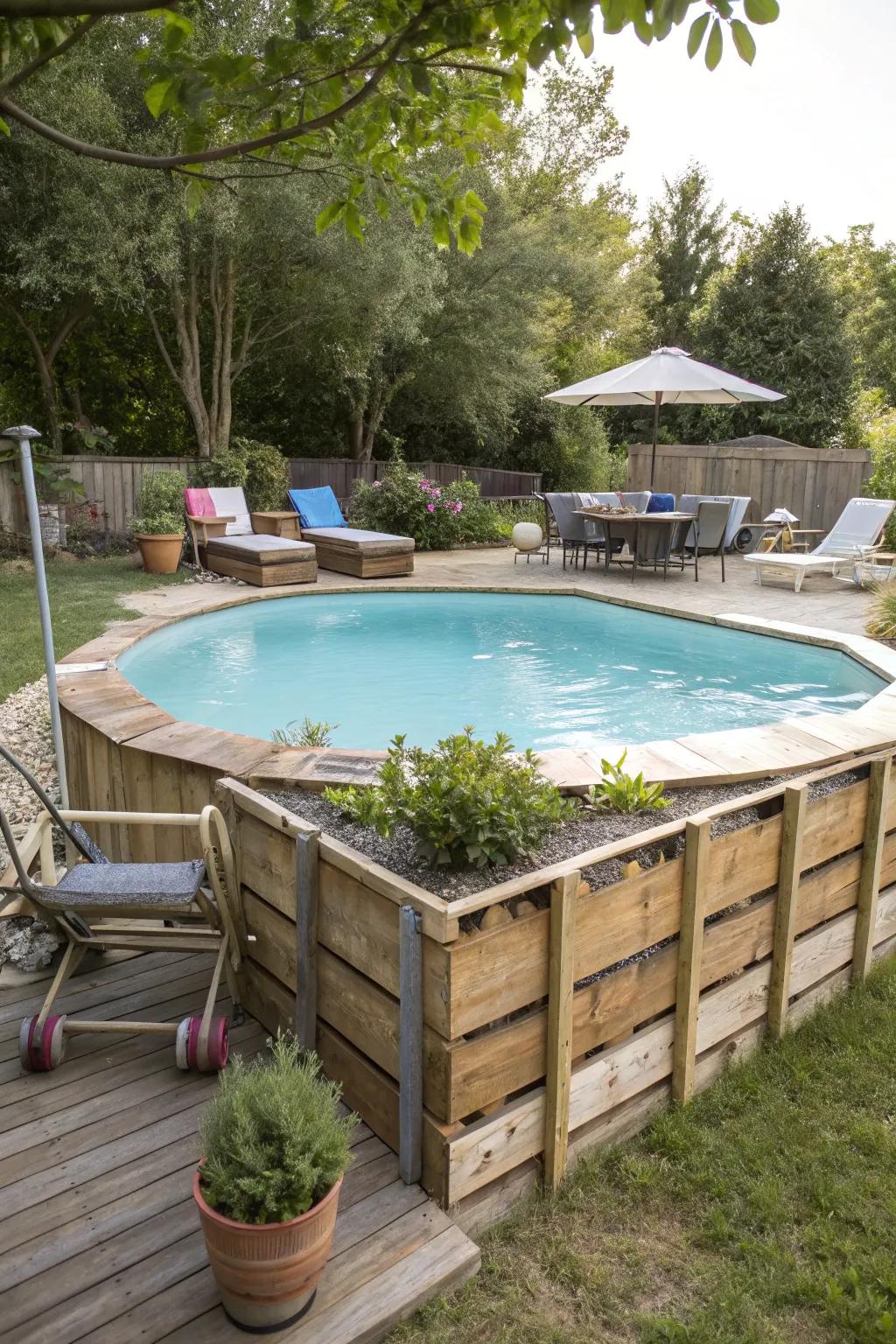 Enjoy a cost-effective rustic charm with DIY pallet skirting.