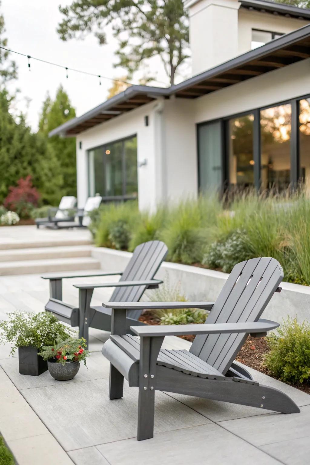 Refined slate chairs for a modern touch.