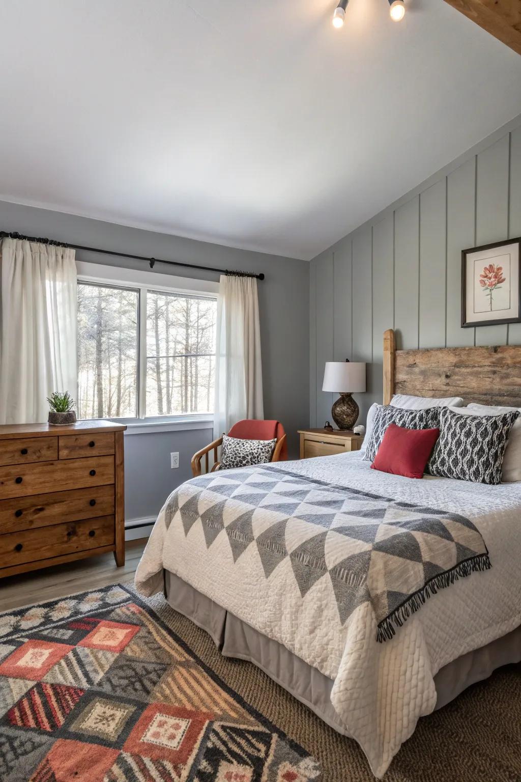Blending furnishing styles introduces depth and character to an Airbnb bedroom.