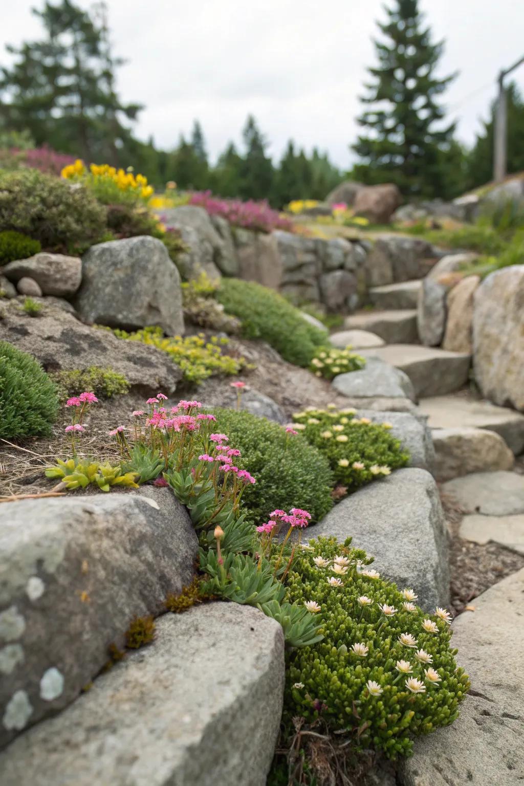 Vertical grace showcased by a stunning crevice garden.
