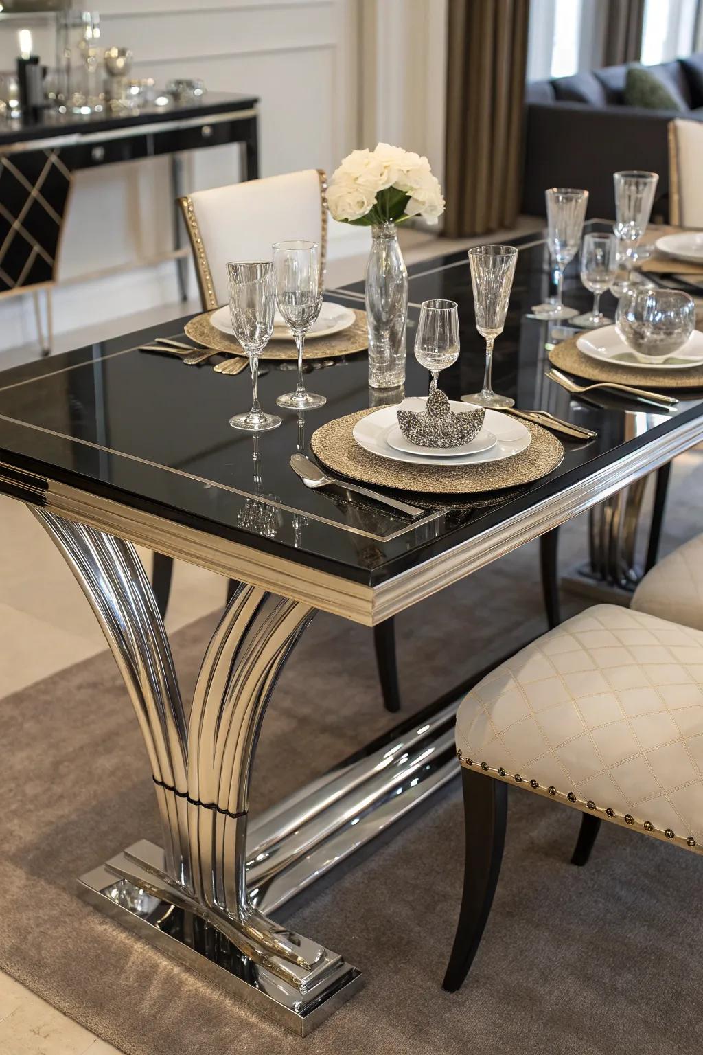 Sleek furniture exemplifying Art Deco sophistication.