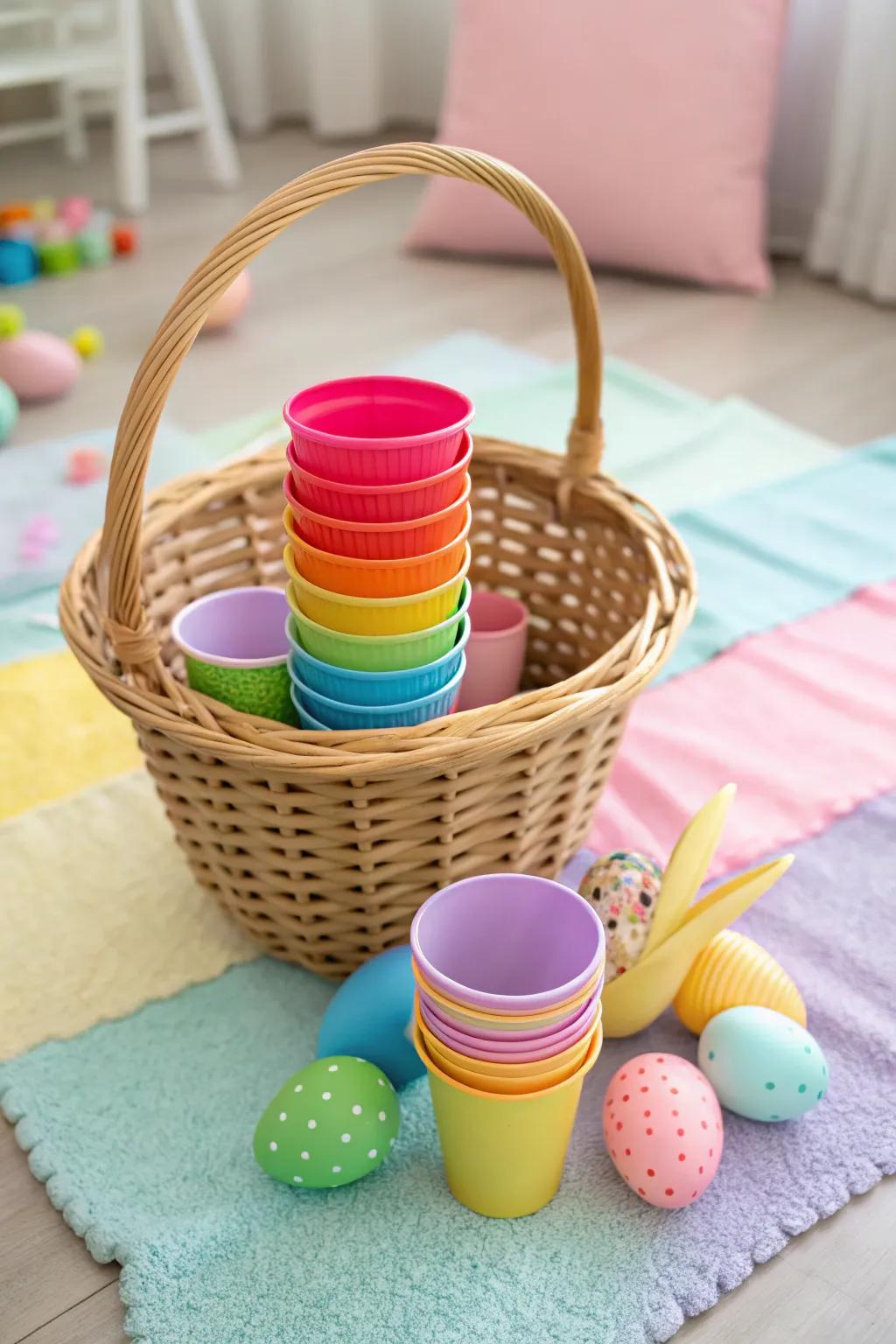 Stackable mugs that amuse and instruct young minds.