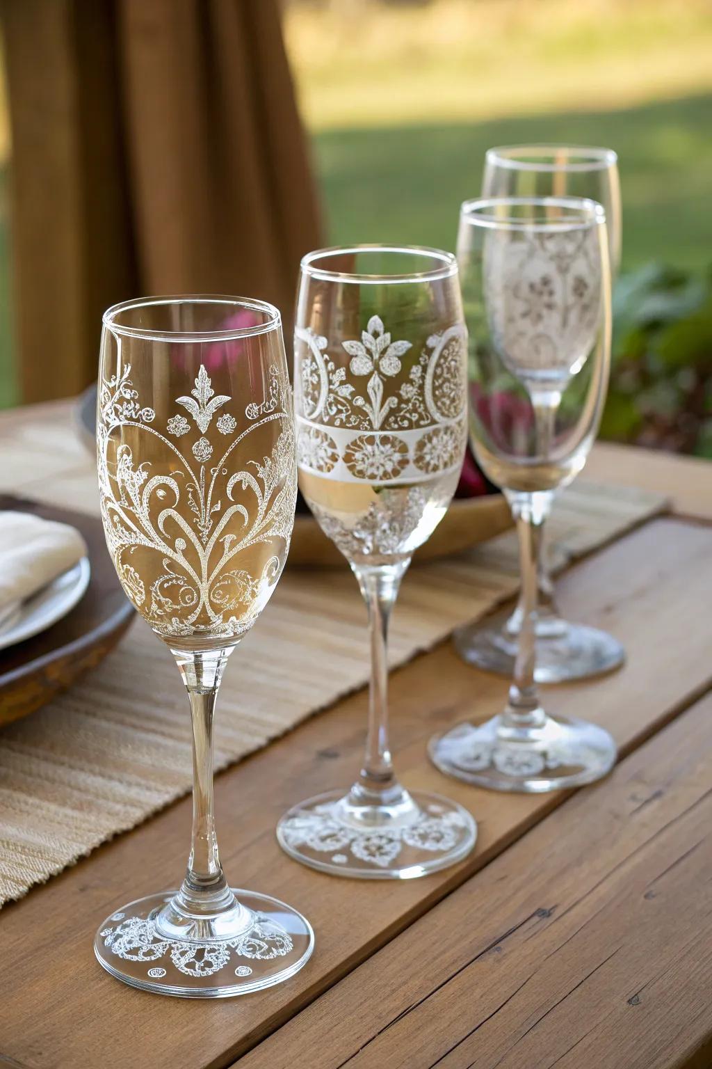 Personalized wine glasses are elegant gifts that guests can treasure.