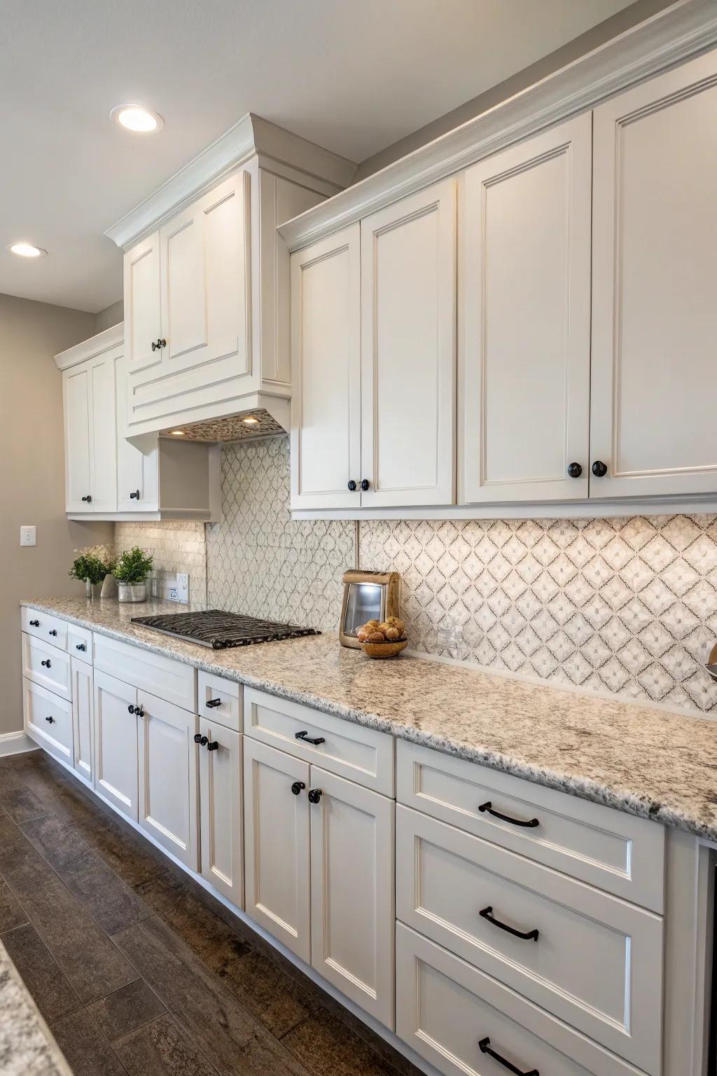 Textured tiles produce a lively and captivating visual effect in the kitchen.