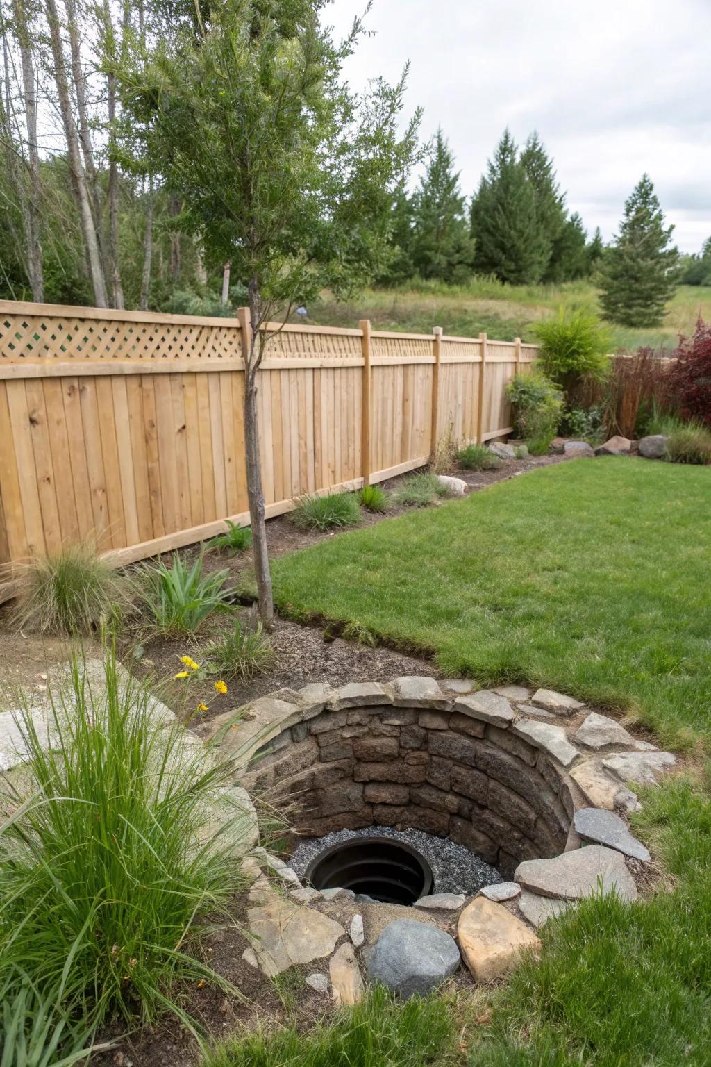 A hidden dry well solution for efficient water management.