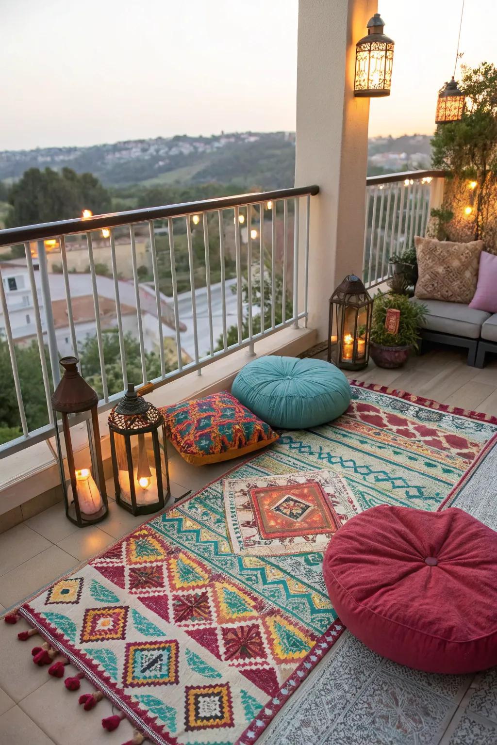 Outdoor mats add warmth and style to balcony floors, making them feel like an extension of your home.