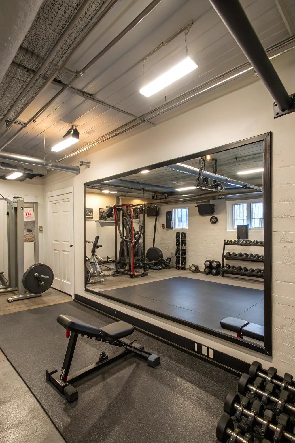 Mirrors add depth and enhance the utility of gym spaces.