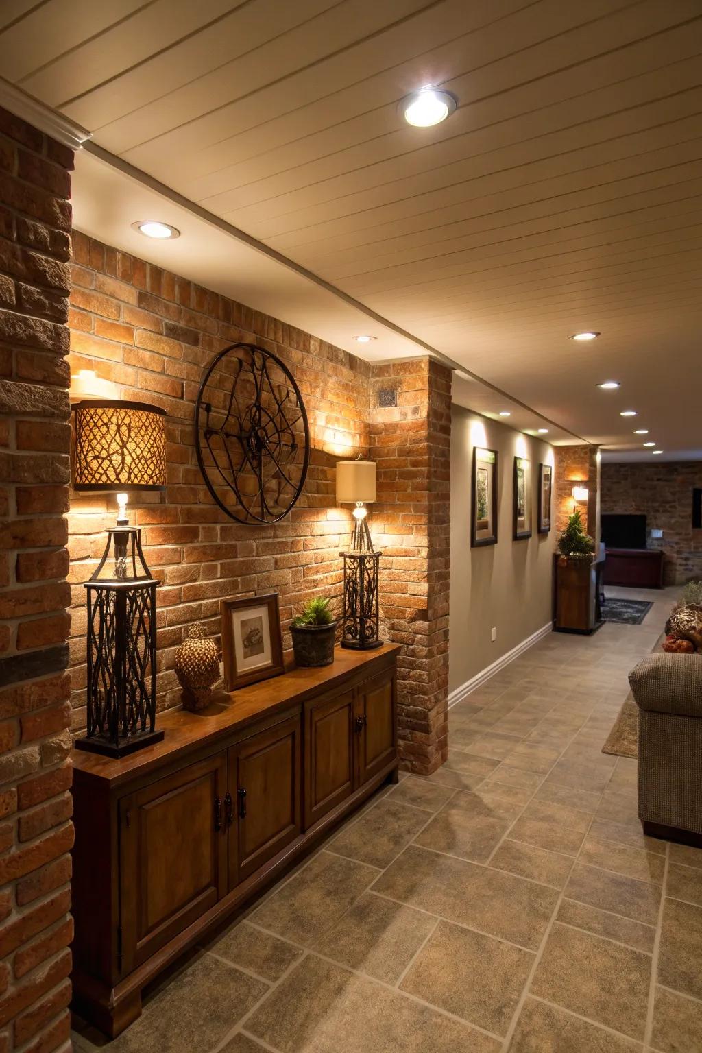 Highlight illumination directs awareness to your basement's optimal attributes.