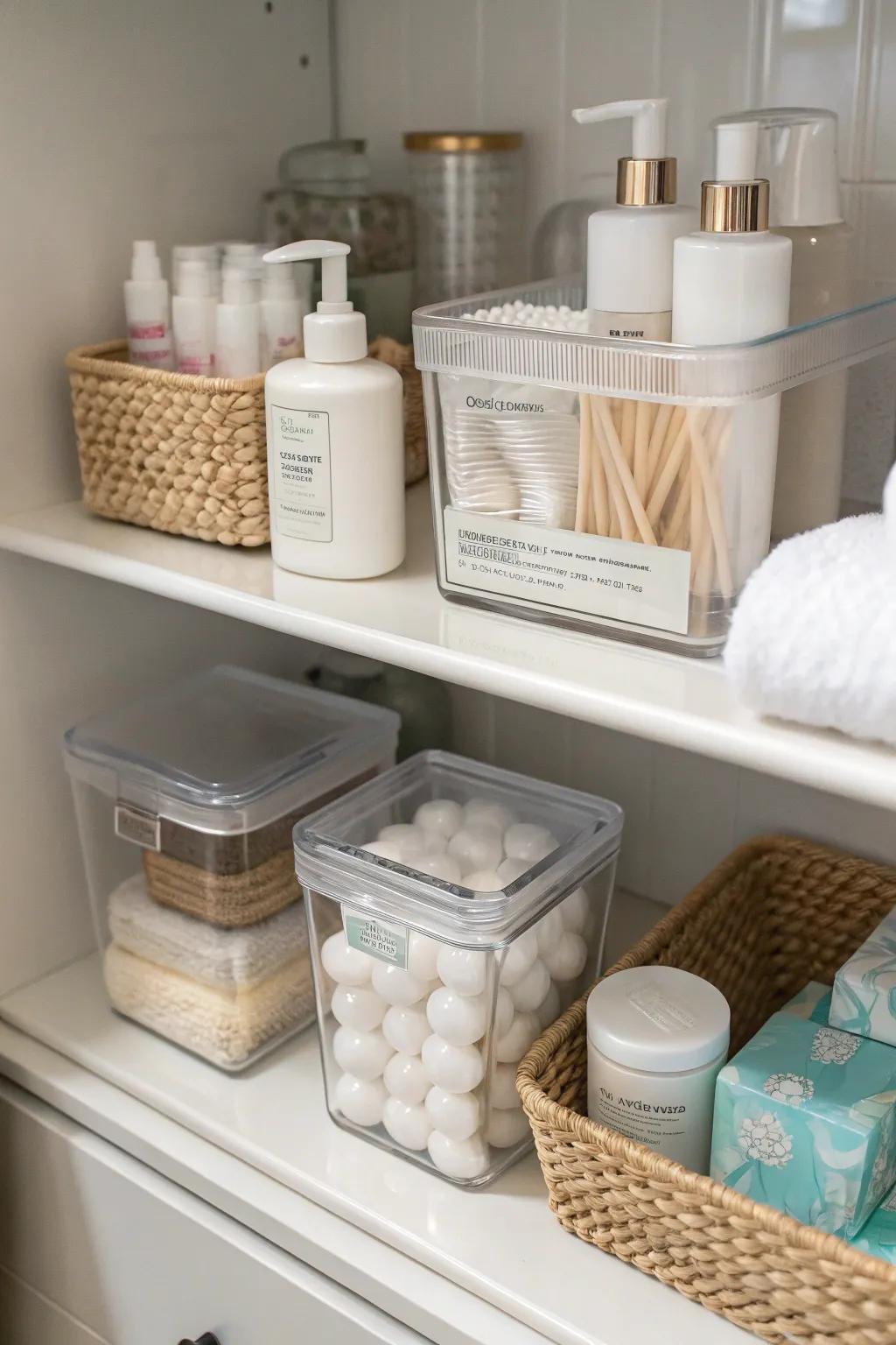Transparent containers for straightforward access and visibility.