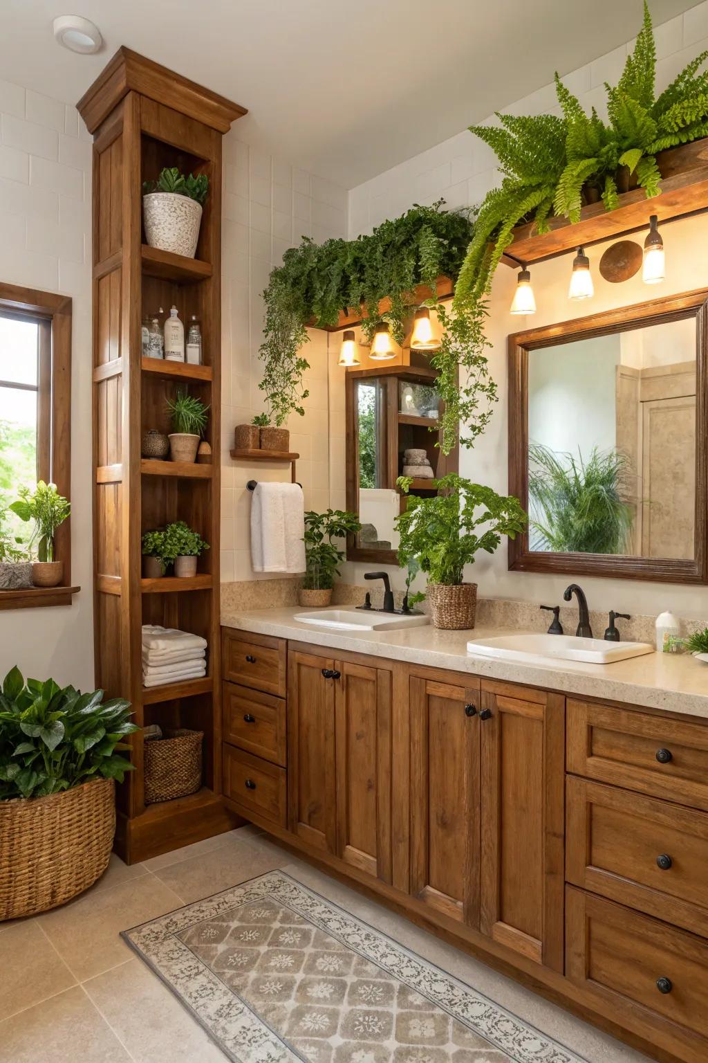 Organic elements infuse your bathroom with warmth and vitality.