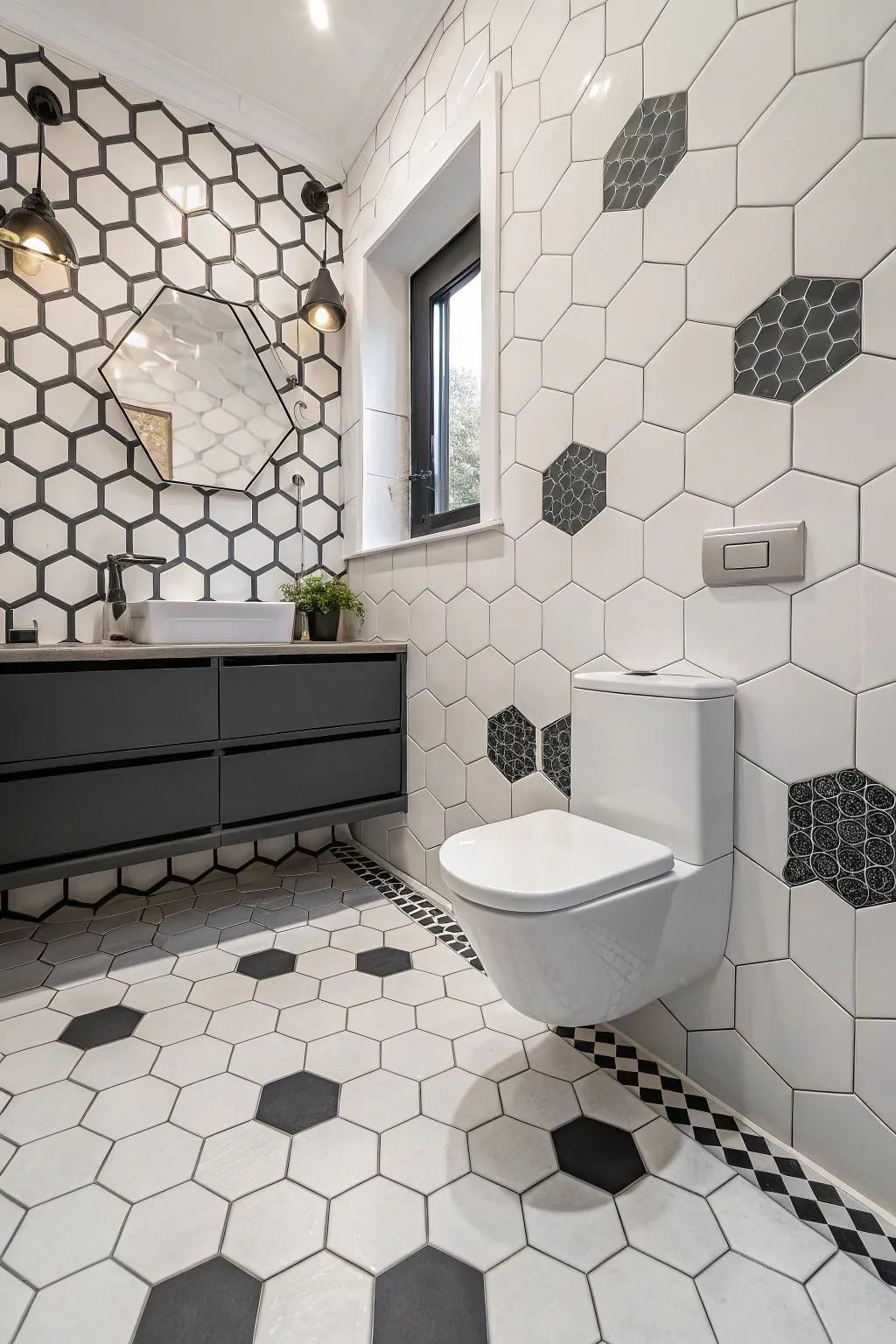 Geometric surfaces add a contemporary touch with precise patterns.