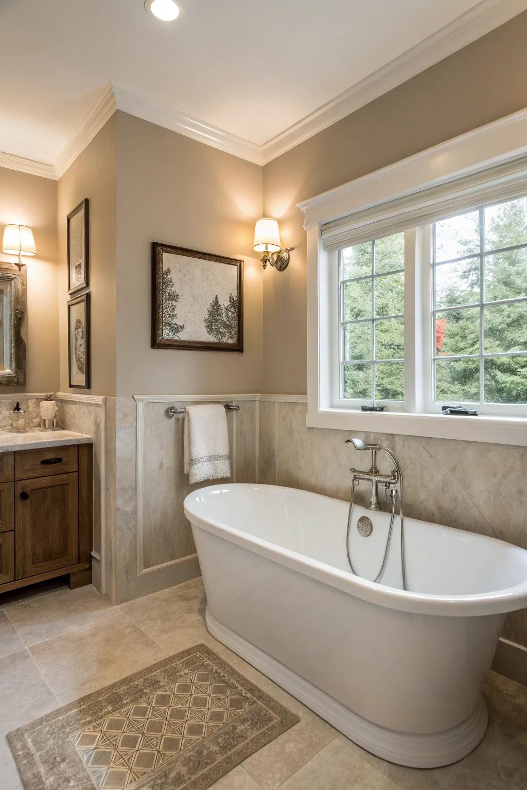 Establish a peaceful ambiance with a neutral color scheme.