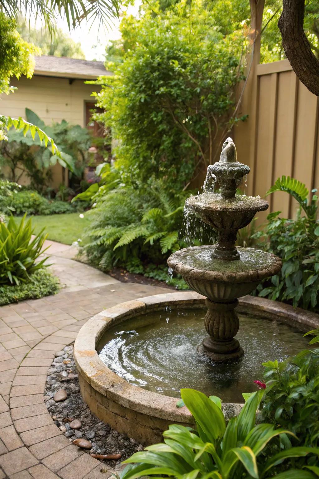 Water features add peace and a hint of the ocean's tune.