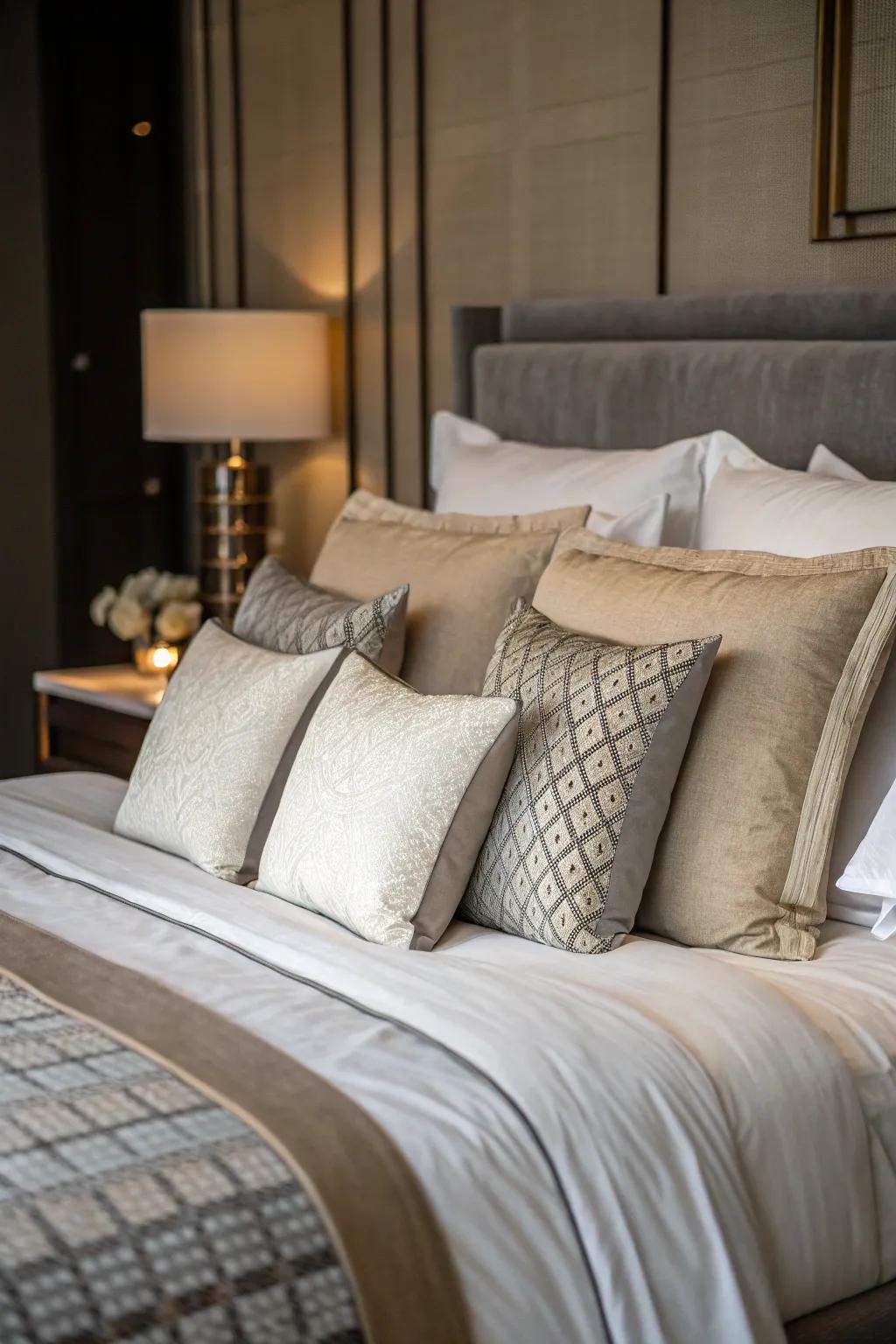 Neutral hues foster a tranquil and enduring bedroom ambiance.
