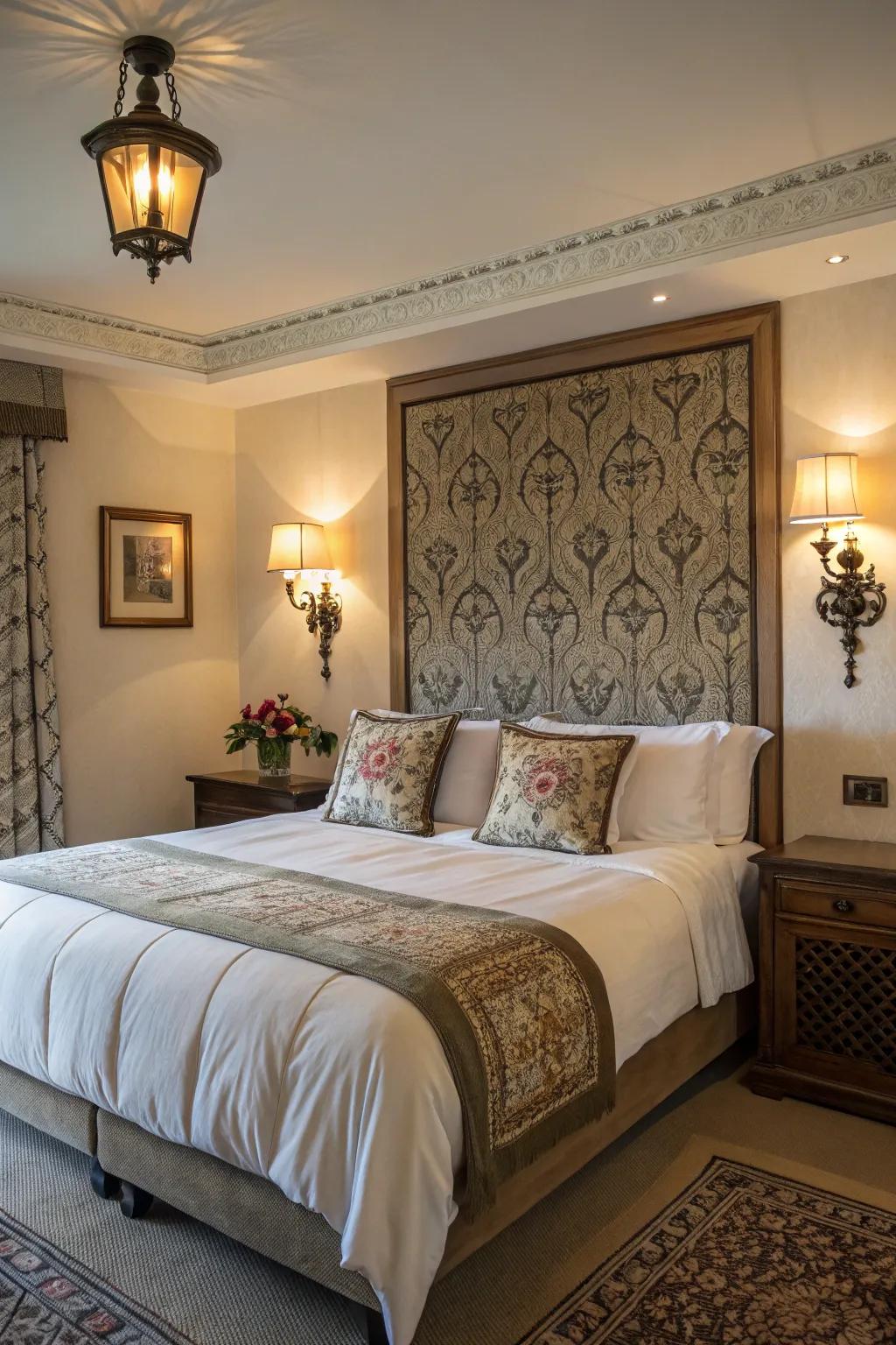 Wall-mounted lights provide welcoming illumination.