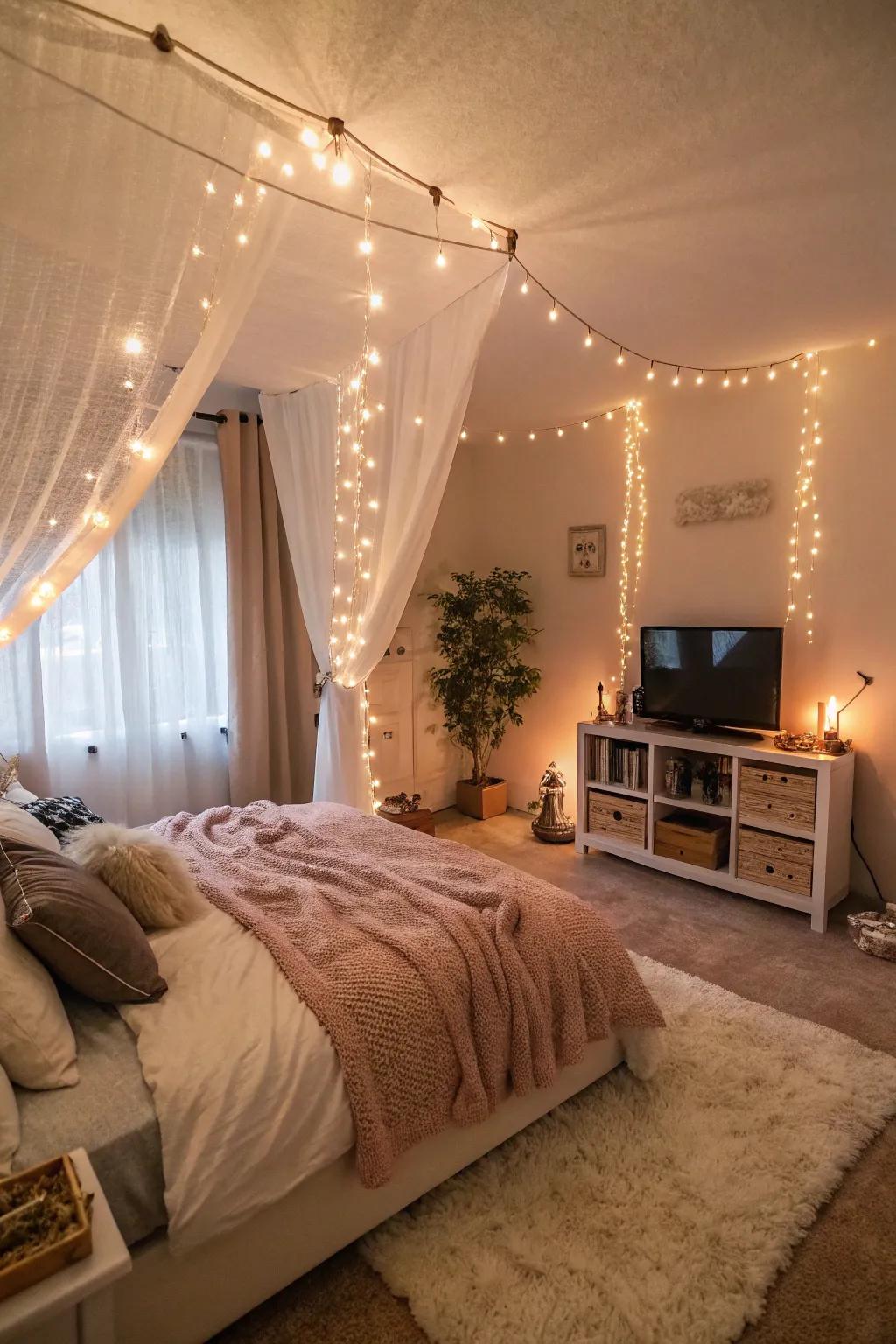 Gentle lighting creates the ideal mood for a soothing TV experience.