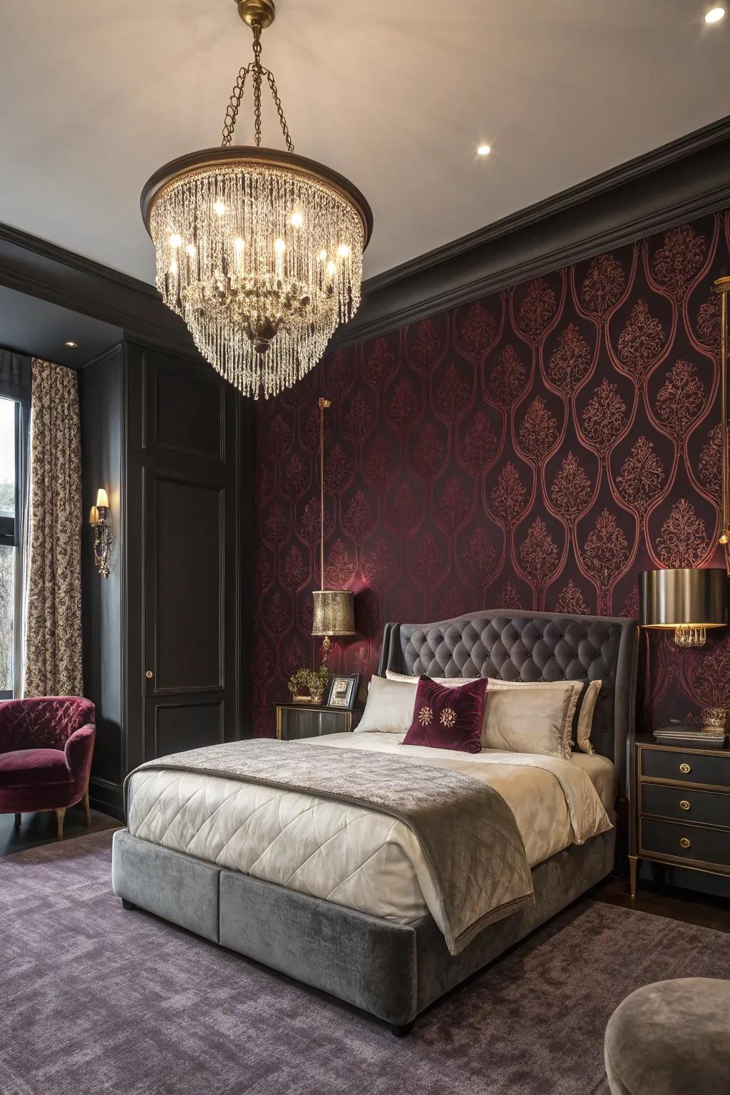 Bold colors contribute drama and luxury.