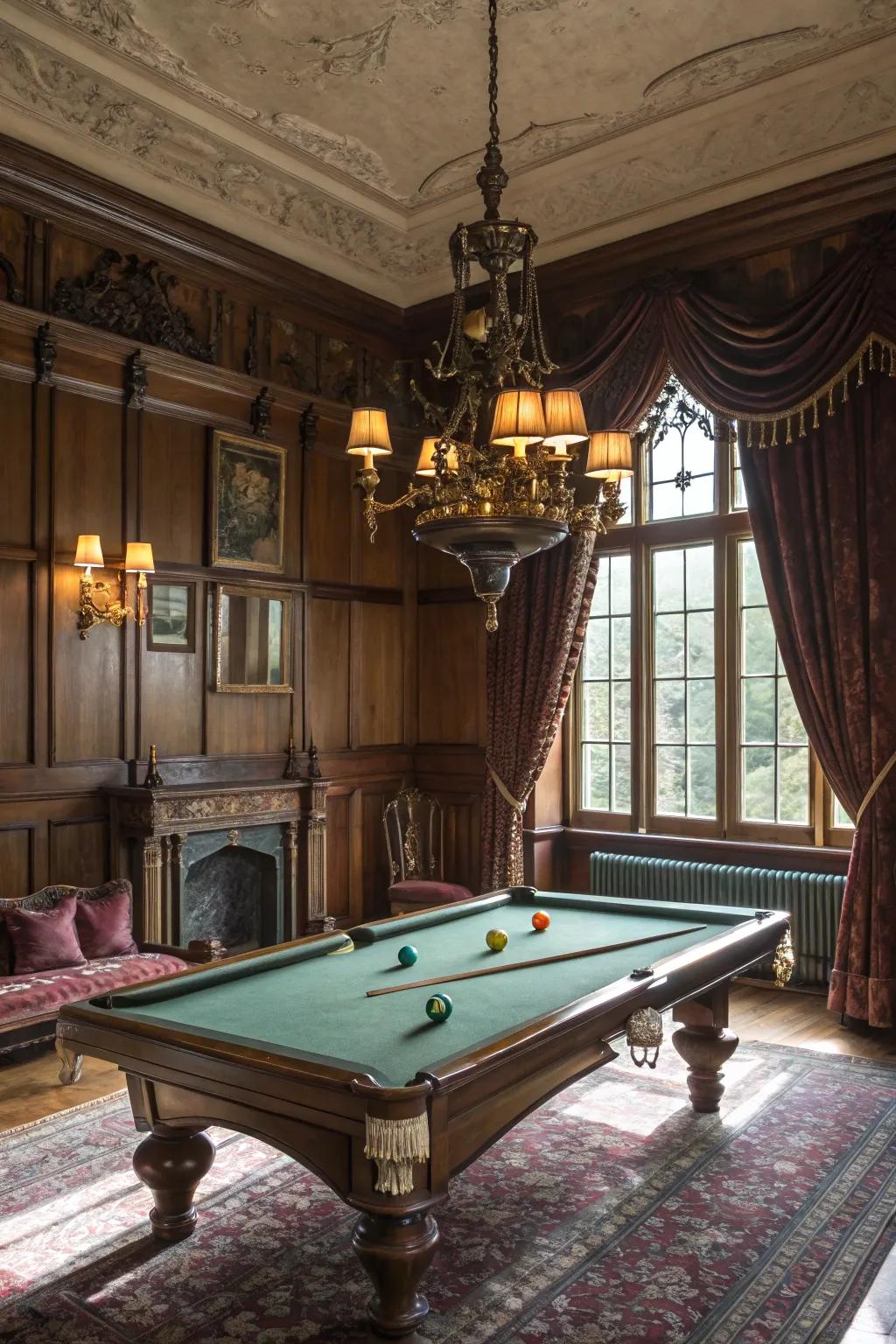 Timeless decor moves your billiard hall to a classic time.