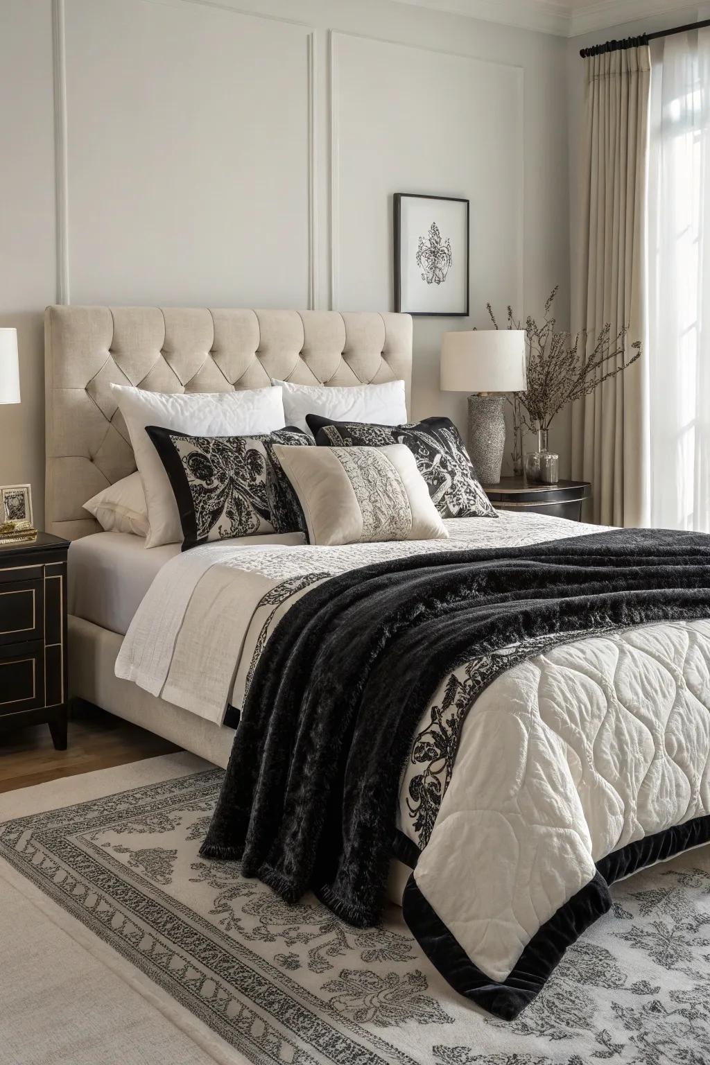 Deluxe fabrics enhance comfort and design.