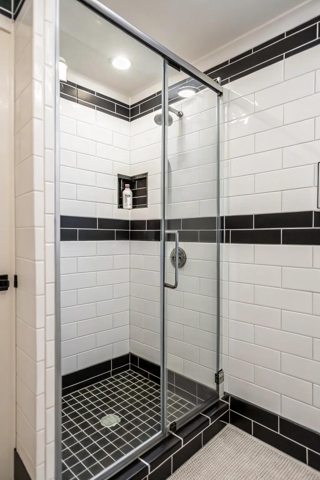A minimalist design emphasizes the sophistication of the tiles.