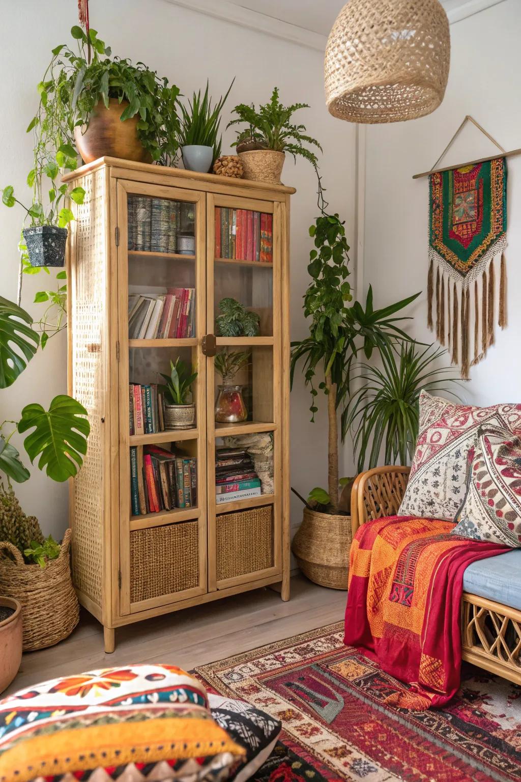 Rattan closets blend style and practicality seamlessly.