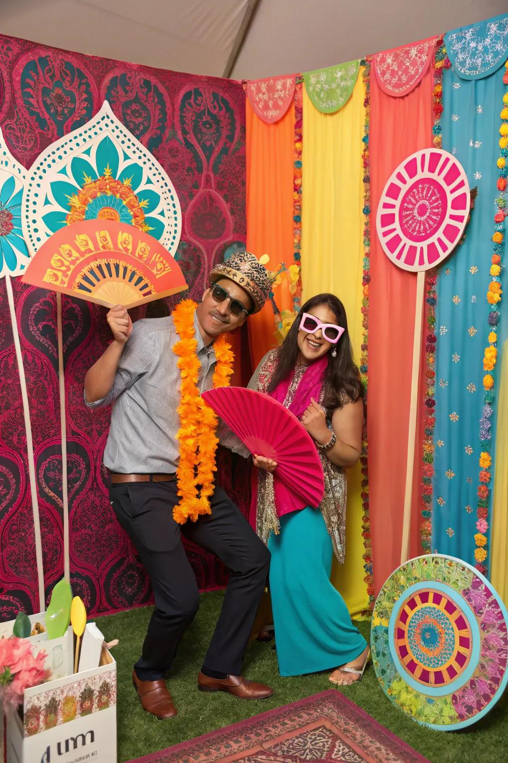 Capture memories with a fun and colorful photo booth.