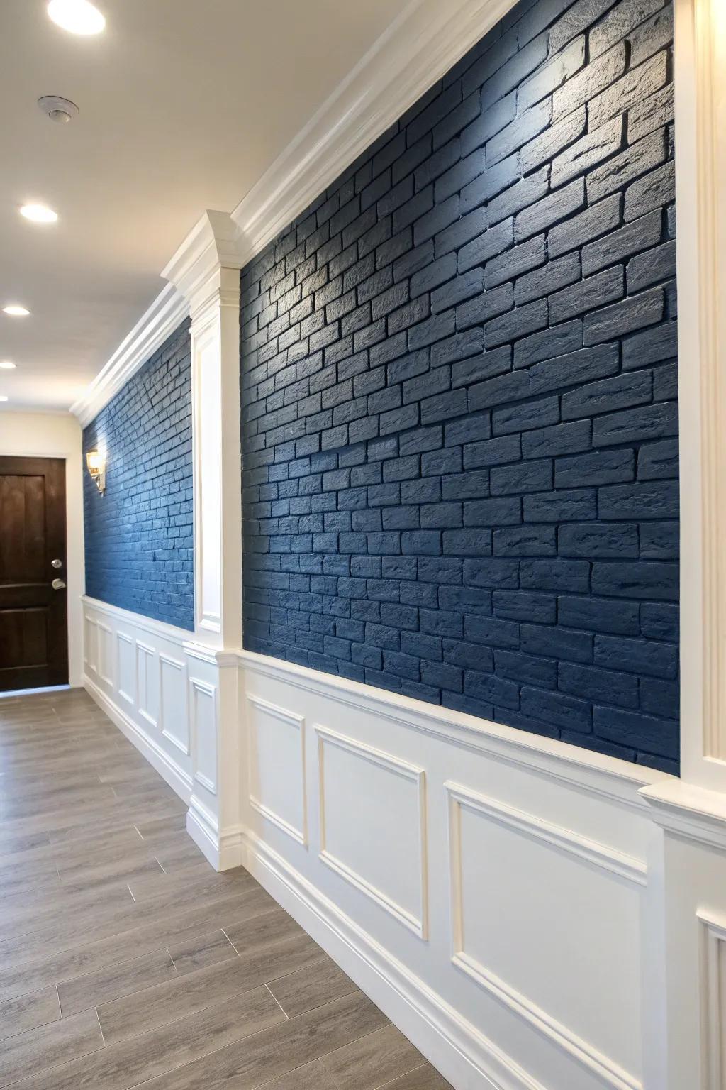 Enhance your space with the timeless sophistication of navy blue bricks.