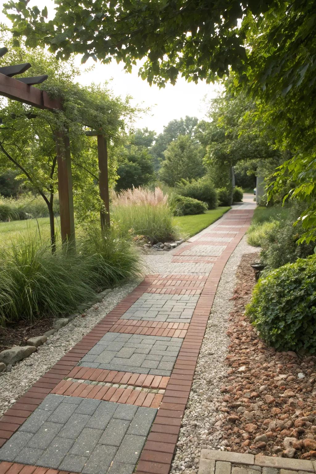 Mix materials: Impart texture and interest to your paths.