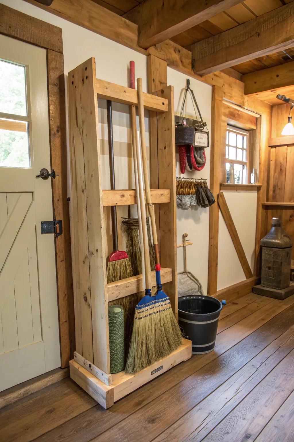 DIY wooden supports add a personal touch to your storage.