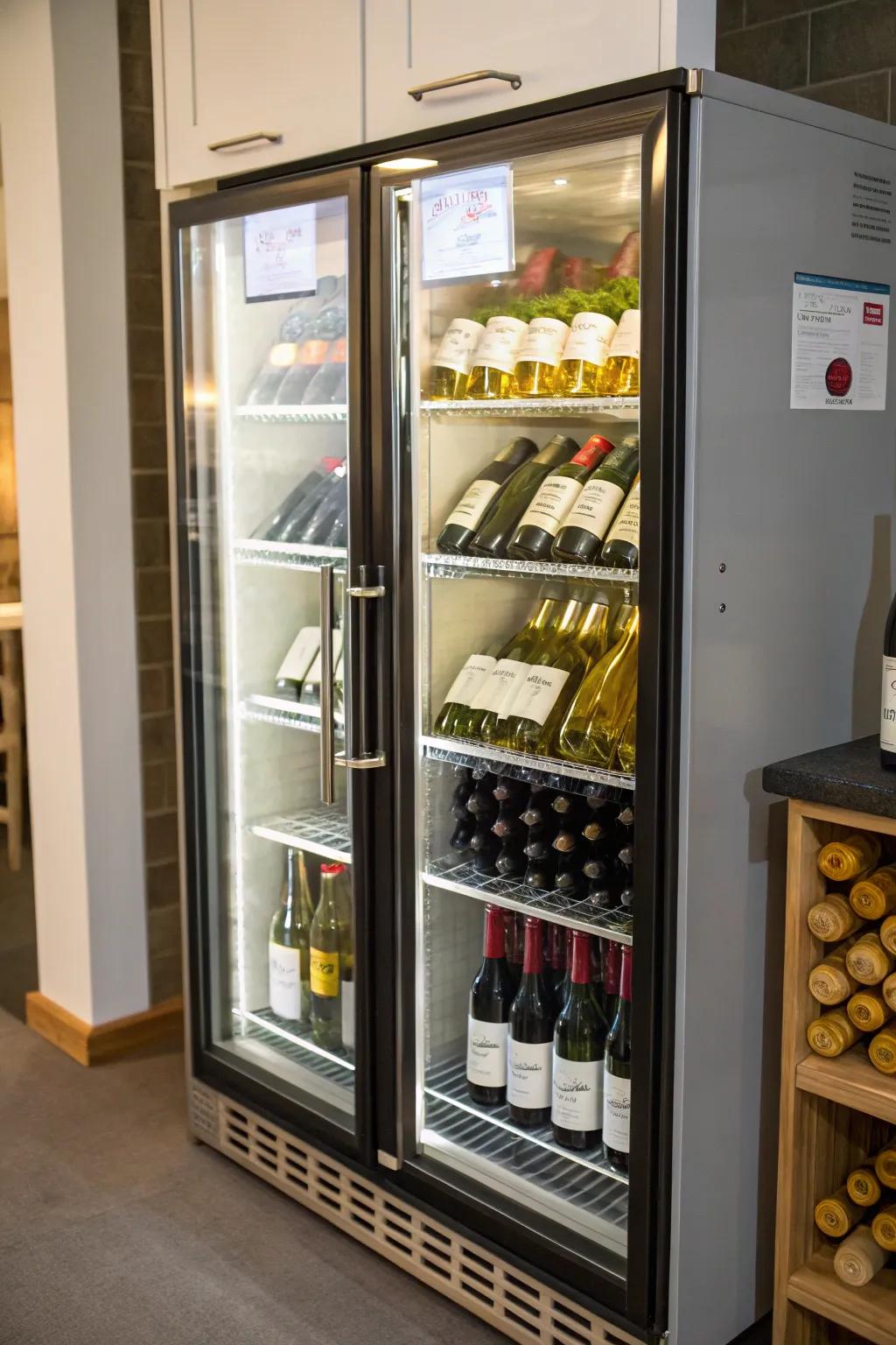 Glass frontage establishes a showcase for your wine collection, infusing a touch of luxury.