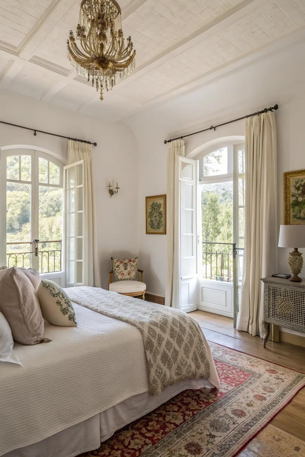 Mellow white walls give an unadulterated and airy feel.