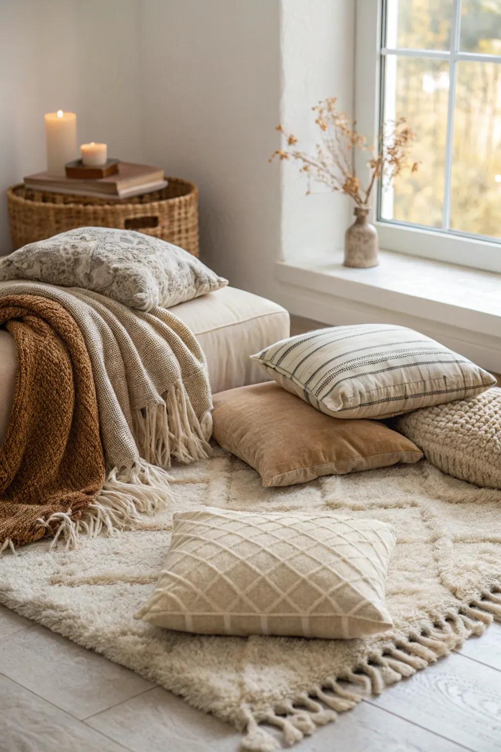Delight your senses with soft textures in your peaceful nook.