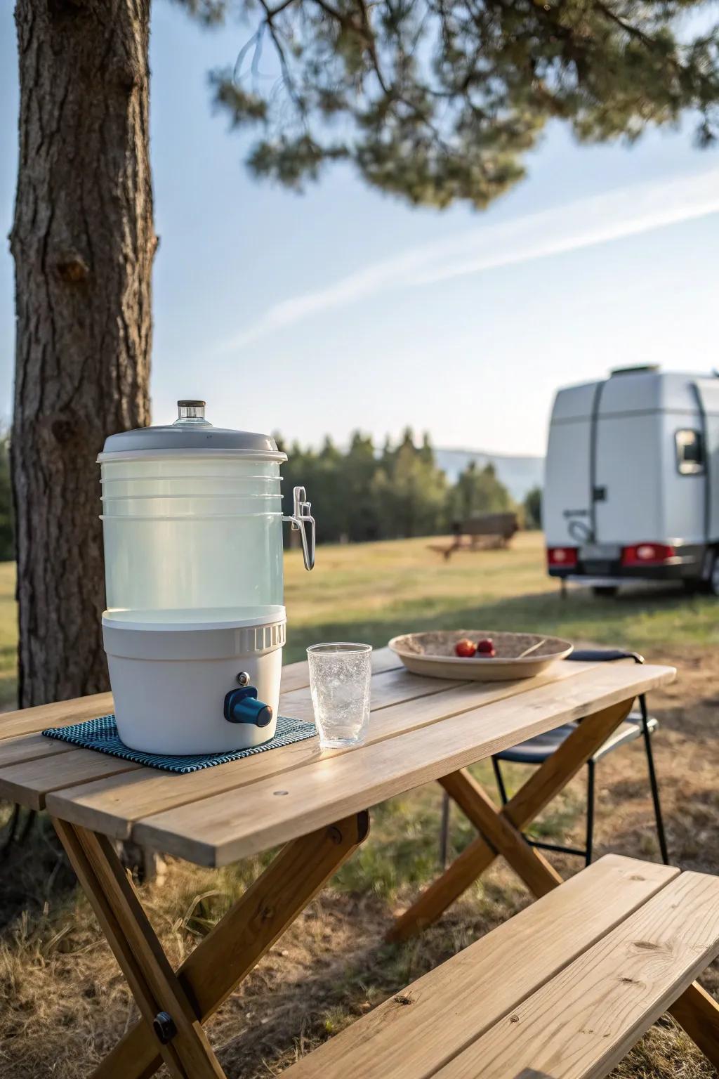 Stay hydrated and clean with a mobile water container.