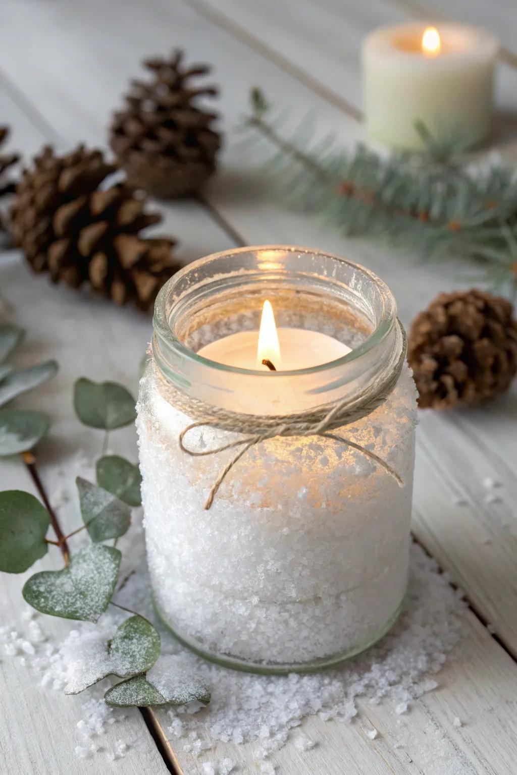 Alter your abode with the captivating radiance of Magnesium Sulfate frosted candle containers—ideal for an intimate, minimalist wintry aesthetic.